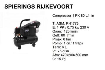 Compressor 1PK tot 20PK Spierings Rijkevoort beschikbaar voor biedingen