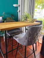 3 Grijze Barstoelen, Huis en Inrichting, Barkrukken, Ophalen, Gebruikt, Met voetsteun, 60 tot 90 cm