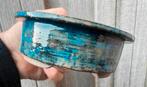 Bonsai pot handgemaakt Sahici blauw tinten lila 12,2x3,9, Rond, Nieuw, Ophalen of Verzenden, Aardewerk