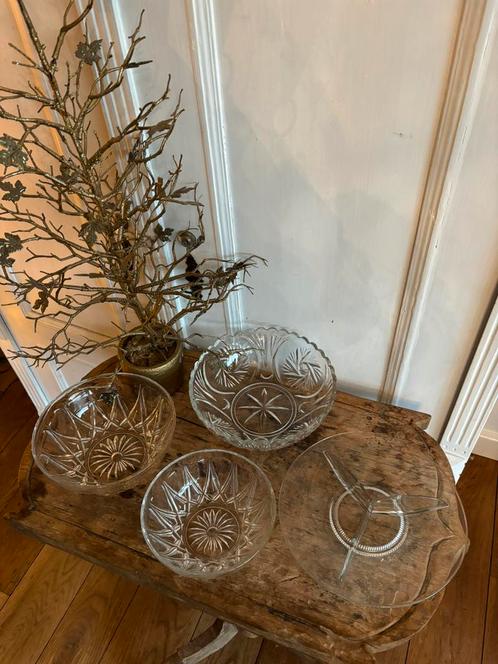 Vintage glazen schalen bewerkt,zgan, Antiek en Kunst, Antiek | Schalen, Ophalen of Verzenden