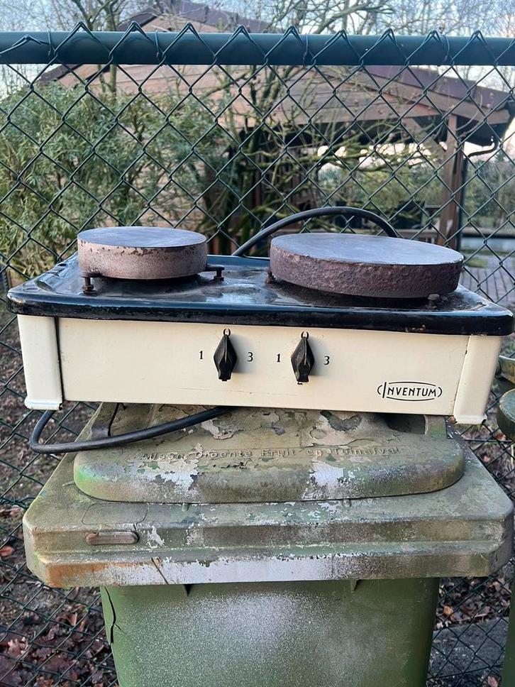 Antiek kooktoestel 2 pits Inventum 220v jaren 50 / 60 werkt, Witgoed en Apparatuur, Kookplaten, Gebruikt, Vrijstaand, Elektrisch