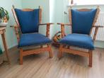 Set van 2 retro Scandinavische bewerkte houten fauteuils, Ophalen