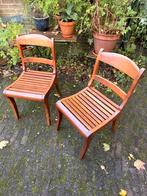 2 x Hard houten stoelen, Ophalen, Gebruikt, Twee, Bruin