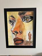 Aquarel Portret met Figuur, Ophalen of Verzenden