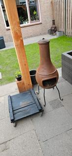 Gietijzeren tuinhaard met karretje, Tuin en Terras, Ophalen, Gebruikt