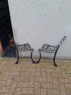 Leuningen gietijzeren tuinbank sierdelen  parkbank, Ophalen, Gebruikt, Metaal