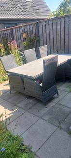 Tuinset: Tafel (2m) met 6 stoelen, Ophalen, Gebruikt, 6 zitplaatsen, Wicker