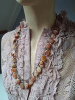 Mooie zilveren vintage ketting met 34 Agaat stenen, Verzenden, Zilver, Ketting, Met edelsteen