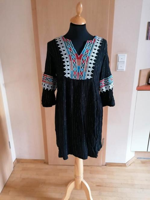 Meisie tuniek jurk M zwart gouden streep boho Ibiza hippie, Kleding | Dames, Jurken, Gedragen, Maat 38/40 (M), Zwart, Knielengte