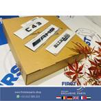 W205 C43 AMG LOGO SET BITURBO ZWART EMBLEMEN SET Mercedes C, Gebruikt, -, Ophalen of Verzenden, -