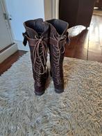 Bruine leren hoge laarzen, profielzool,  Mt.40, Kleding | Dames, Schoenen, Hoge laarzen, Bruin, Ophalen of Verzenden, Onbekend