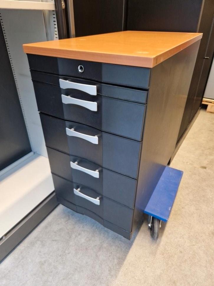 Zwart Standblok met 5 laden ladeblok, Huis en Inrichting, Kasten | Ladekasten, Gebruikt, Minder dan 100 cm, Minder dan 50 cm, 75 cm of meer