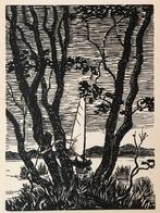 Otto Huter (1901-1990) Houtsnede 'Am Bodensee' ca. 1925. Afm, Verzenden