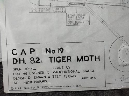 Vliegtuig  DH  82 Tiger moth vliegtuig   bouwtekening, Verzamelen, Luchtvaart en Vliegtuigspotten, Zo goed als nieuw, Overige typen