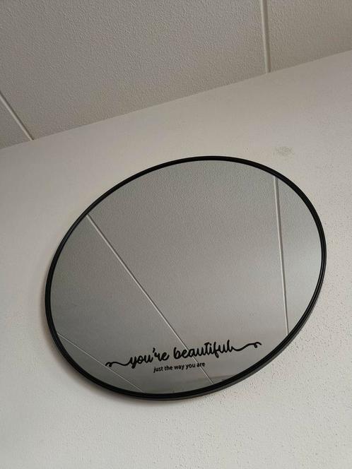 Grote ronde zwarte spiegel  80cm, Huis en Inrichting, Woonaccessoires | Spiegels, Gebruikt, 75 tot 100 cm, Minder dan 100 cm, Rond
