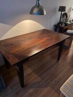 Mooie eettafel van donker teakhout plus 4 rieten stoelen, Huis en Inrichting, Tafels | Eettafels, Ophalen, Gebruikt, Teakhout