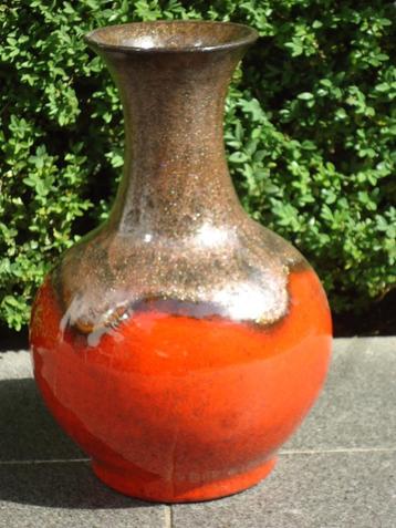 vintage L vaas fat lava keramiek Germany oranje vloervaas beschikbaar voor biedingen