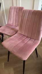 4 roze velvet eettafelstoelen, Huis en Inrichting, Stoelen, Ophalen, Overige materialen, Overige kleuren, Velvet