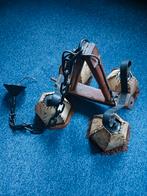 Hanglamp Wagenwiel met Lederen Kapjes, Ophalen, Gebruikt, Rustiek, Stof