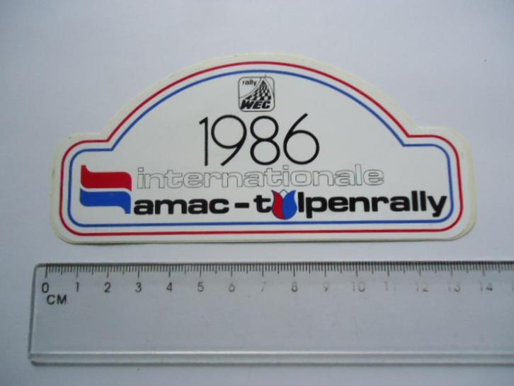 sticker oud 1986 TULPEN RALLY Amac WEC race auto cross, Verzamelen, Stickers, Zo goed als nieuw, Bedrijf of Vereniging, Verzenden