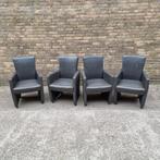4x Leren Eetkamerstoel rugleuning kantelbaar, Ophalen, Gebruikt, Leer, Vier