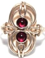 Schitterende Opengewerkte Zilver Granaat Design Ring, Sieraden, Tassen en Uiterlijk, Antieke sieraden, Ophalen of Verzenden, Zilver