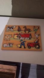 Houten Puzzel Boerderij Dieren, 2 tot 4 jaar, 10 tot 50 stukjes, Ophalen of Verzenden, Zo goed als nieuw