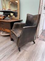 Vintage leren fauteuils, Ophalen, Gebruikt, 50 tot 75 cm, Leer
