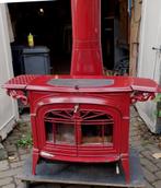 houtkachel rood  geëmailleerde vermont encore met pijp, Ophalen, Houtkachel, Zo goed als nieuw, Vrijstaand