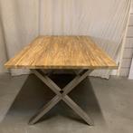 Robuuste teak Eettafel – RVS X poten - 200 x 90cm -TTM Wonen, TTM Wonen, Meubels – (Perzische) Tapijten en Woonaccessoires, Taag 63, 2491 CS, Den Haag (Forepark)