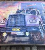 Groot Retro Kermisdoek met Mack Truck - 1960 / 1970, Antiek en Kunst, Ophalen