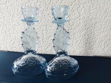 Blauwe glazen kandelabr Walther beschikbaar voor biedingen