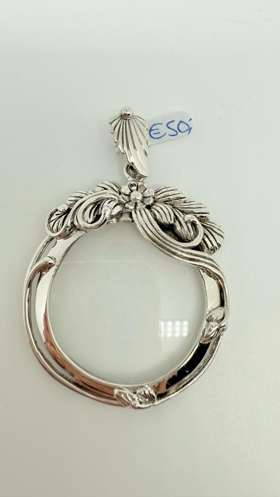 Zilveren hanger met loep, werkt prima!, Sieraden, Tassen en Uiterlijk, Kettingen, Zo goed als nieuw, Zilver, Met hanger, Verzenden