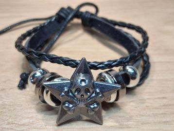 zwarte leren armband skull star nr. 56 beschikbaar voor biedingen