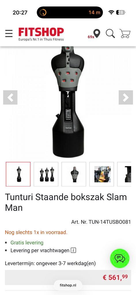 Bokspop bokspaal Tunturi zo goed als nieuw. 3x gebruikt., Sport en Fitness, Boksen, Zo goed als nieuw, Bokszak, Ophalen