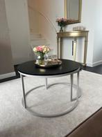 Salontafel Set van 2 - Zwart/Bruin & Grijs / Taupe, Rond, Nieuw, Metaal, Minder dan 50 cm