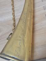 Antieke koperen scheepshoorn met ketting, Ophalen of Verzenden, Koper