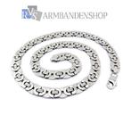 RVS platte koningsschakel ketting 60 lang en 8 mm breed, Verzenden, Nieuw, Zilver, Overige materialen