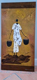 Schilderij Afrikaanse vrouw., Ophalen, Schilderij, 75 cm of meer