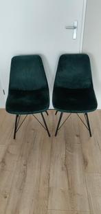 Velvet stoelen groen (2), nog in perfecte staat!, Huis en Inrichting, Stoelen, Ophalen, Overige materialen, Twee, Overige kleuren
