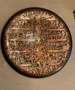 Vintage retro koperen wandbord Egyptisch gegraveerde plaat, Antiek en Kunst, Ophalen of Verzenden