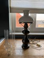 Antieke Tinnen Olielamp omgebouwd + 3 Lichtglazen, Ophalen, Gebruikt, Klassiek, Glas