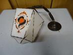 Hanglamp, melkglas met oranje/bruin motief, jaren 30, Ophalen, Gebruikt, Glas