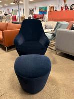 Nieuw Leolux Cantate Draai fauteuil met poef Lucir Blauw