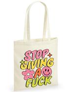 Stoere Tote bag! Stop giving a F*ck, kleuren zwart of wit, Verzenden, Nieuw, Zwart, Shopper