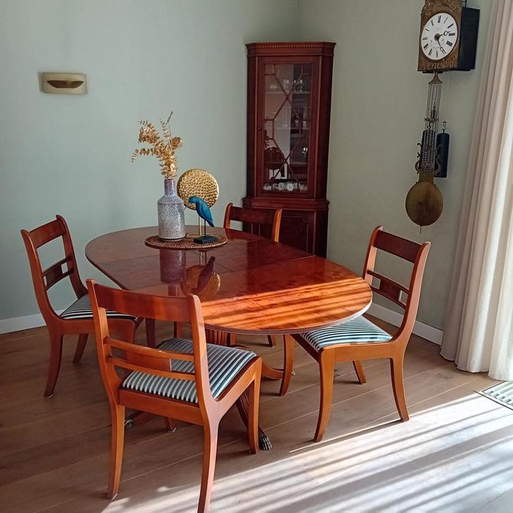 Kersenhouten eethoek, bureau en hoekkastje, Huis en Inrichting, Complete eetkamers, Gebruikt, 4 tot 6 stoelen, Ophalen