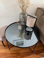 Spiegelglas ronde salontafel, Ophalen, 50 tot 100 cm, Rond, Zo goed als nieuw