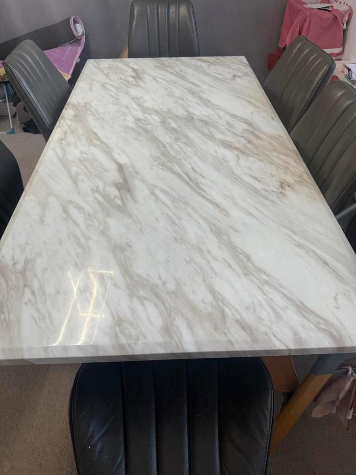 Marmeren Eet- en Salontafel Set, Huis en Inrichting, Tafels | Eettafels, Zo goed als nieuw, 50 tot 100 cm, 150 tot 200 cm, Vier personen