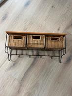Kapstok met rieten manden, Huis en Inrichting, Woonaccessoires | Kapstokken, Wandkapstok, Gebruikt, Ophalen of Verzenden, Minder dan 100 cm