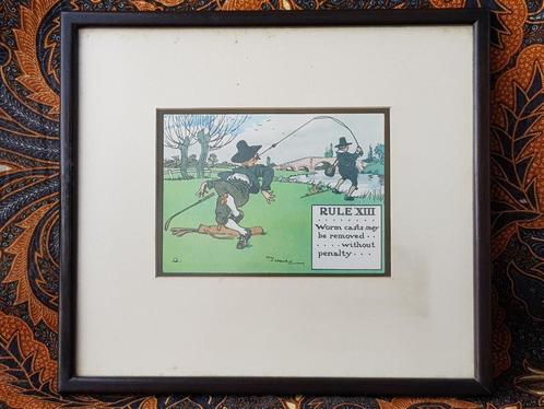Oude Perrier reclame litho uit Engeland ingelijst 32,5 cm., Antiek en Kunst, Kunst | Litho's en Zeefdrukken, Ophalen of Verzenden